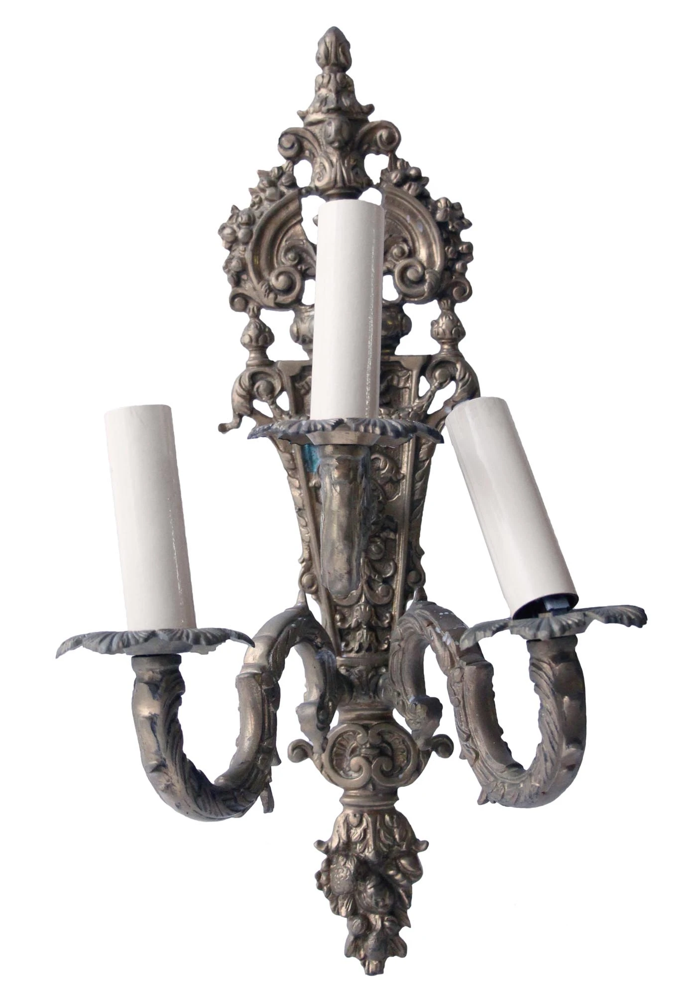 Pair Of 1870s Victorian 3 Arm Bronze Wall Sconces 4 Pair Of 1870s Victorian 3 Arm Bronze Wall Sconces - Image 2