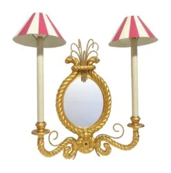 Oversized Double Arm Gilded Mirrored Wall Sconce
