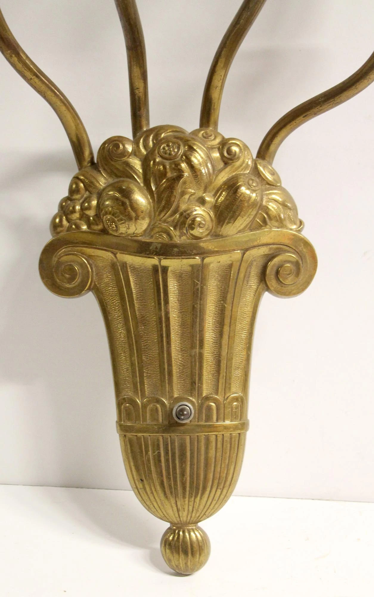 Hollywood Regency Large 4 Slender Arm Cast Brass Sconce 4 Hollywood Regency Large 4 Slender Arm Cast Brass Sconce - Image 2