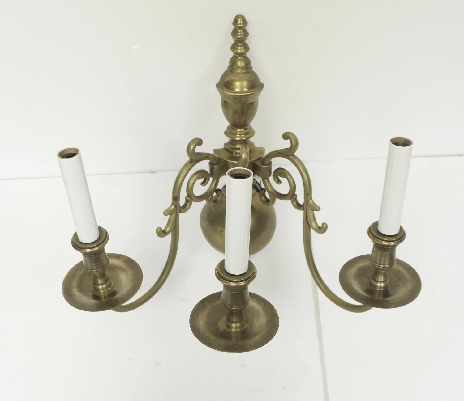 Original Williamsburg 3 Arm Brass Wall Sconce 4 Original Williamsburg 3 Arm Brass Wall Sconce - Image 2