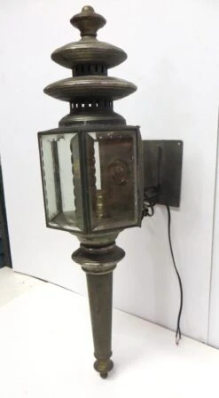 Pair Of Antique Black Victorian Carriage Lanterns -OGT Sale Store sconces wall lighting p263123