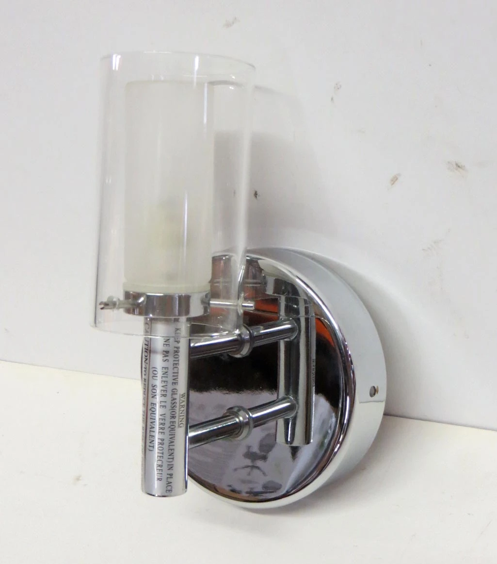 Pair Of Chrome Plated Glass Shades Modern Wall Sconces 4 Pair Of Chrome Plated Glass Shades Modern Wall Sconces - Image 2