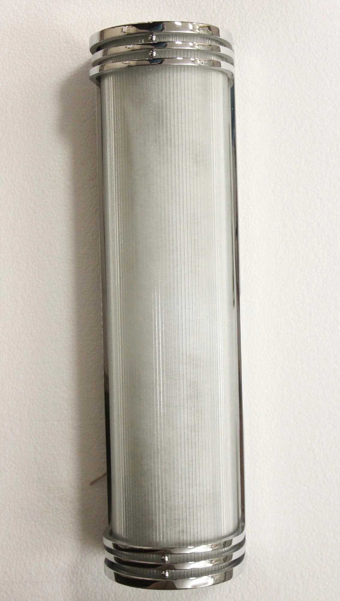 Streamline Mid Century Glass & Nickel Wall Sconce 4 Streamline Mid Century Glass & Nickel Wall Sconce - Image 2