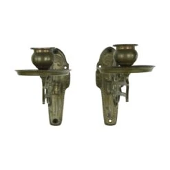 Pair Of Antique Art Nouveau Candle Holder Piano Sconces