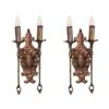 Pair Of Antique Arts & Crafts Wrought Iron Wall Sconces -OGT Sale Store sconces wall lighting pair of antique arts crafts wrought iron wall sconces l207617