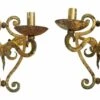 Pair Of Antique French 2 Arm Tan Iron Wall Sconces -OGT Sale Store sconces wall lighting pair of antique french 2 arm tan iron wall sconces k193955