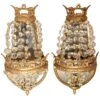 Pair Of Antique Mirrored Crystal Wall Sconces