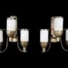 Pair Of Art Deco White Glass Shade 3 Arm Bronze Wall Sconces -OGT Sale Store sconces wall lighting pair of art deco white glass shade 3 arm bronze wall sconces q283033