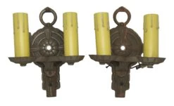 Pair Of Cast Iron Art Deco Sconces