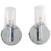 Pair Of Chrome Plated Glass Shades Modern Wall Sconces -OGT Sale Store sconces wall lighting pair of chrome plated glass shades modern wall sconces p263632