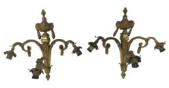 Pair Of French Cast Bronze 3 Arm Wall Sconces