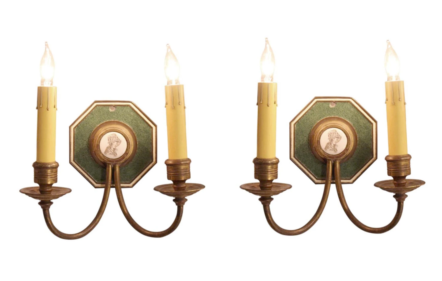 Pair Of Rare Antique Caldwell Victorian Figural Wall Sconces 3 Pair Of Rare Antique Caldwell Victorian Figural Wall Sconces