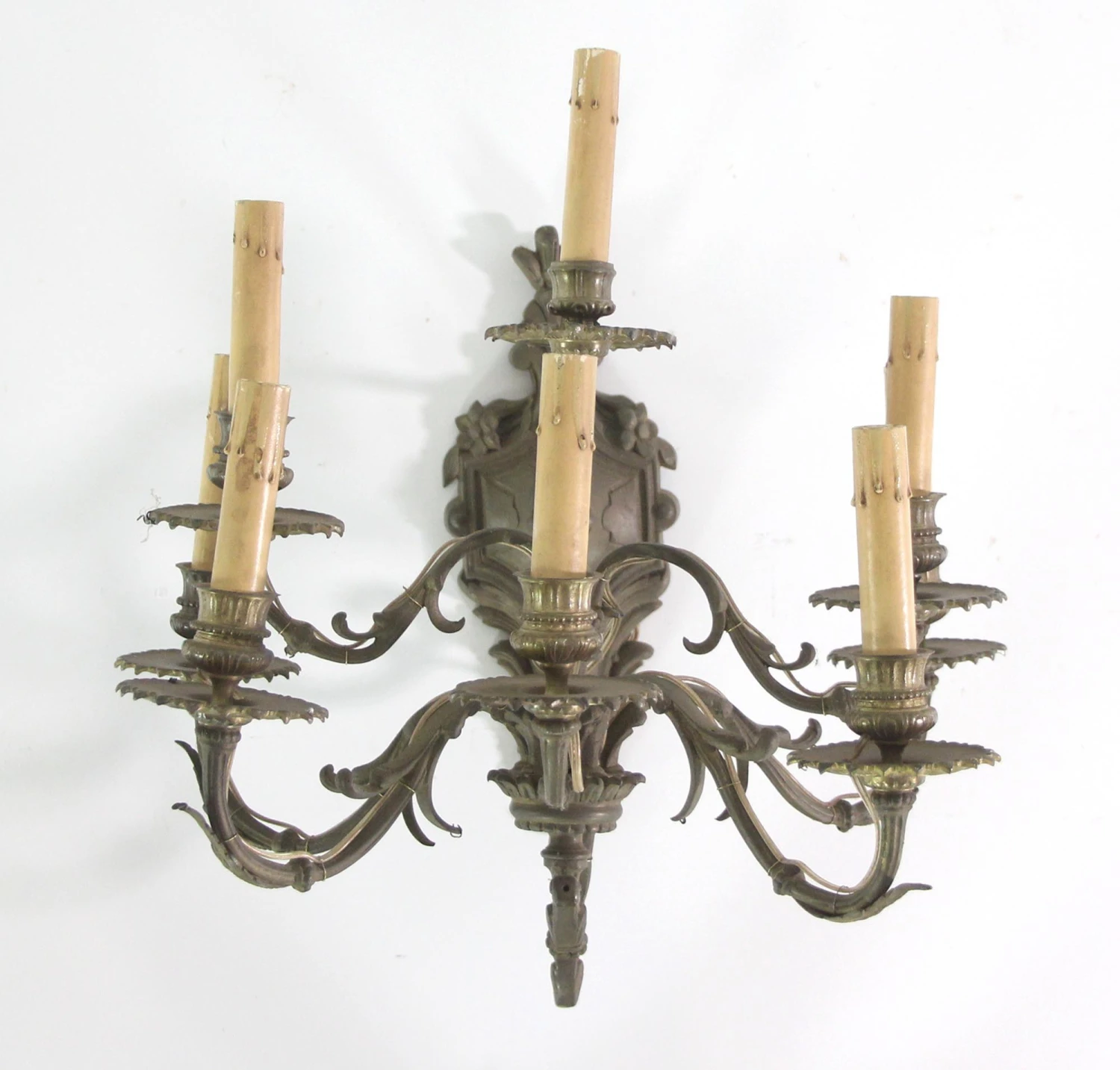Pair Of French 8 Arm Bronze Wall Sconces 4 Pair Of French 8 Arm Bronze Wall Sconces - Image 2