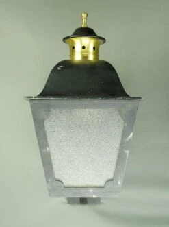 Pair Of Traditional Pebbled Glass Black Steel Wall Lantern Exterior Sconces -OGT Sale Store sconces wall lighting q284129