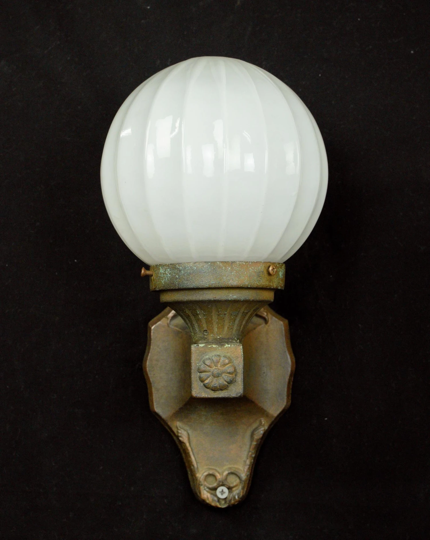 Traditional Bronze & White Glass Globe Wall Sconce 4 Traditional Bronze & White Glass Globe Wall Sconce - Image 2