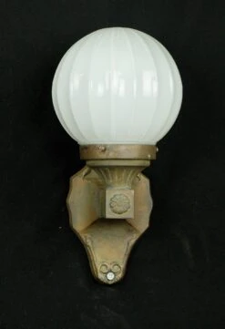 Traditional Bronze & White Glass Globe Wall Sconce