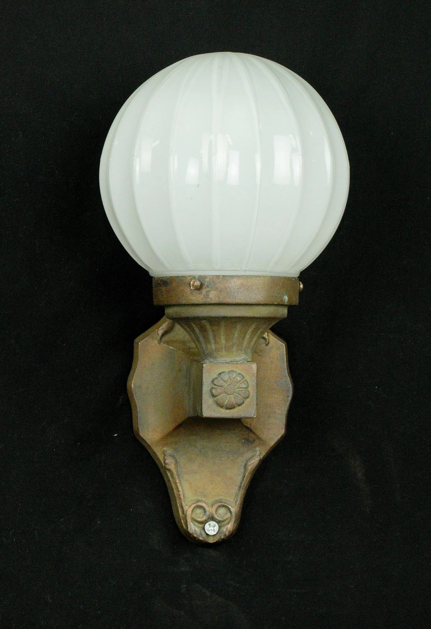 Traditional Bronze & White Glass Globe Wall Sconce 3 Traditional Bronze & White Glass Globe Wall Sconce