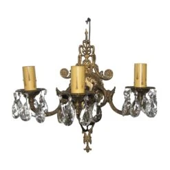 Victorian 3 Arm Bronze & Crystal Sconce