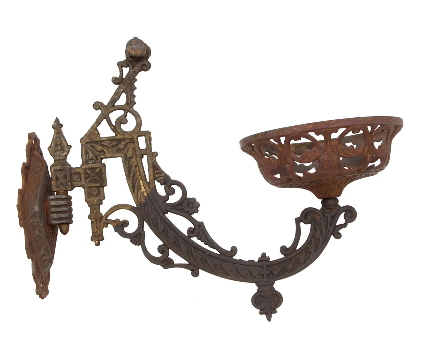 Victorian Cast Iron Oil Lamp Holder With Mounting Bracket 3 Victorian Cast Iron Oil Lamp Holder With Mounting Bracket