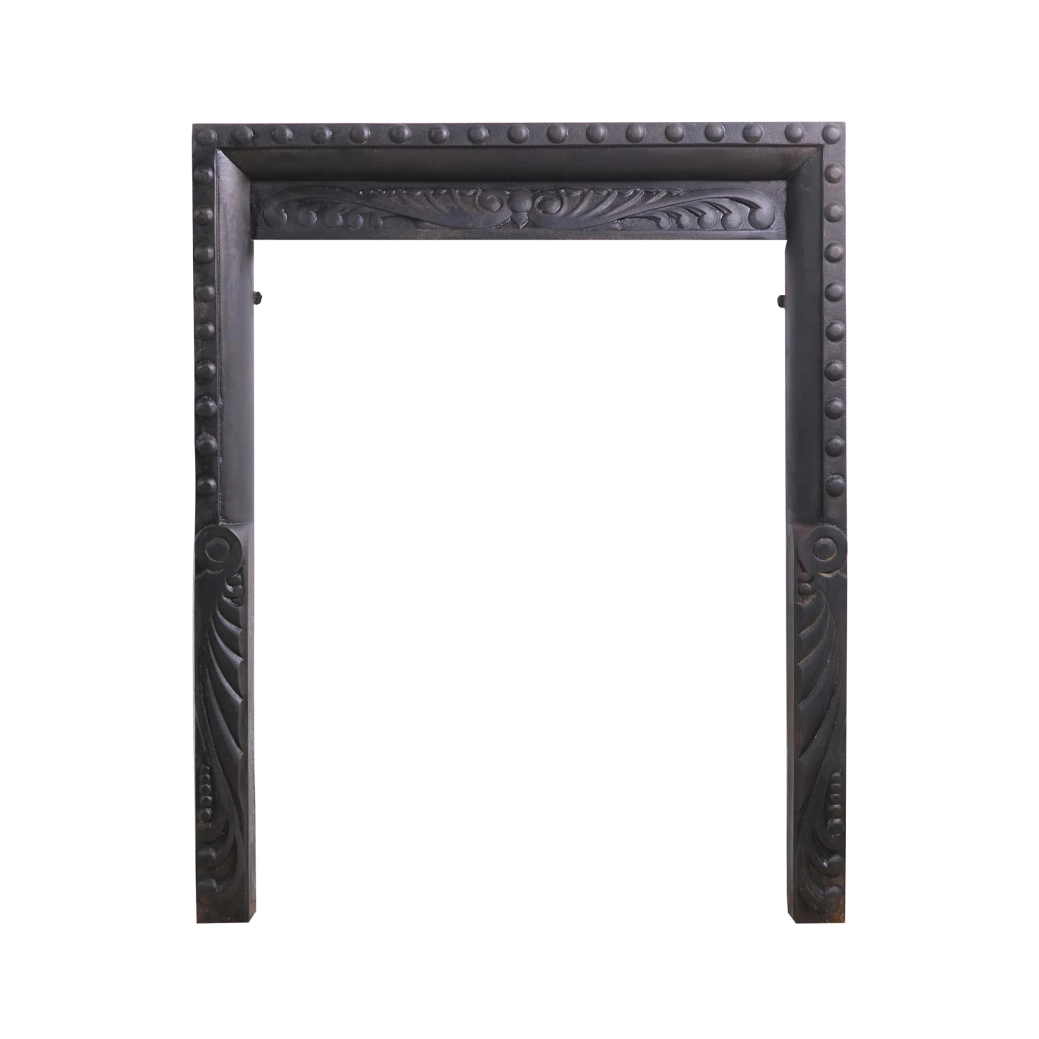 19th Century Studded Black Cast Iron Fireplace Insert 3 19th Century Studded Black Cast Iron Fireplace Insert