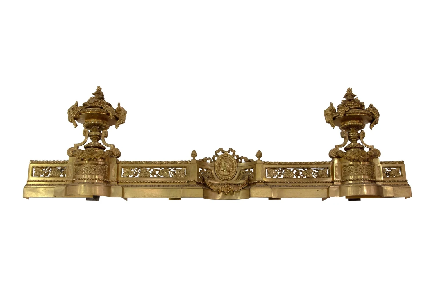 Antique 4 Ft. French Brass Fireplace Fender 3 Antique 4 Ft. French Brass Fireplace Fender