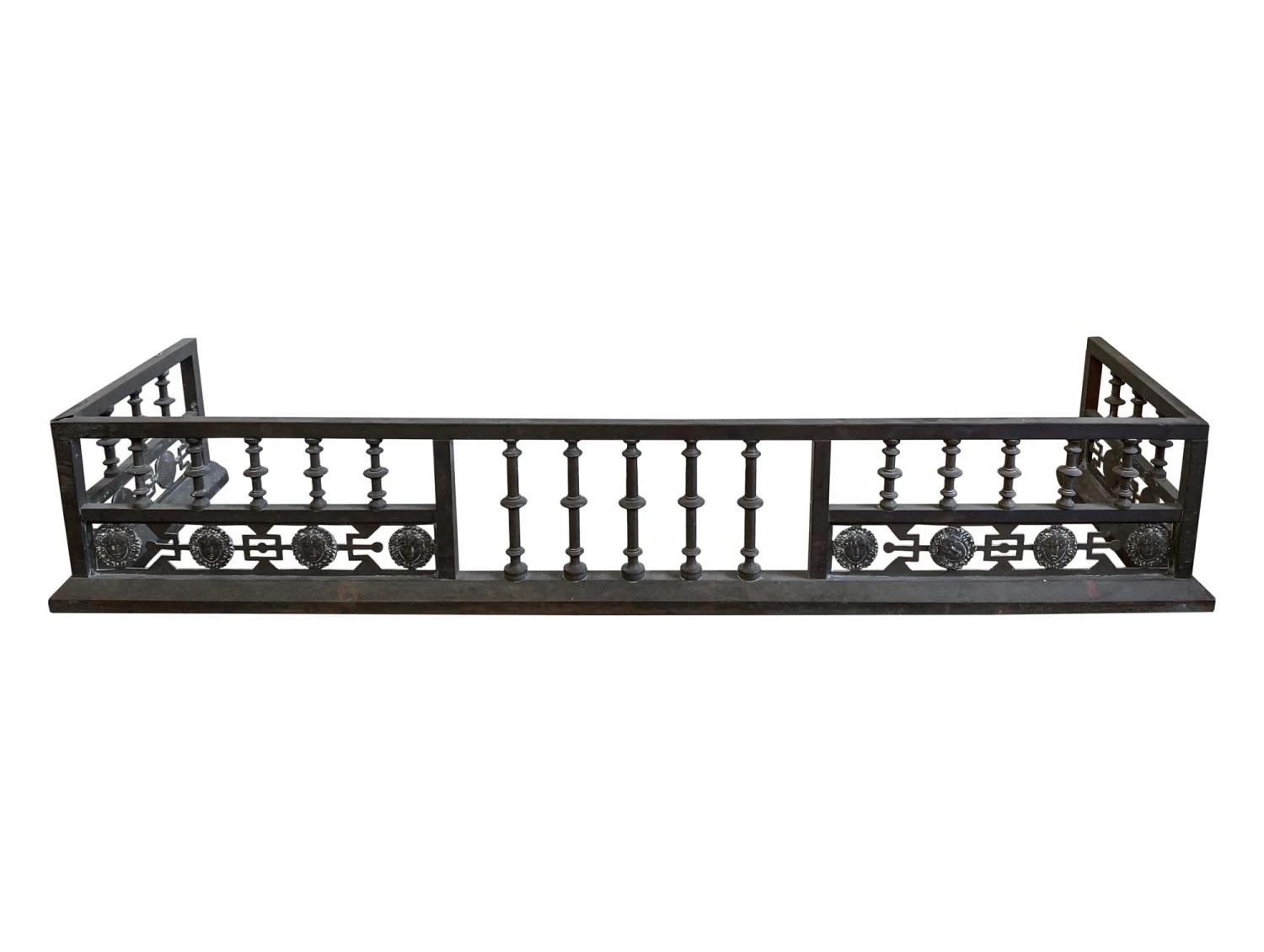 Antique 52 In. Bronze Figural Fireplace Fender 3 Antique 52 In. Bronze Figural Fireplace Fender