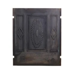 Antique Federal Painted Black Cast Iron Fireplace Fire Back