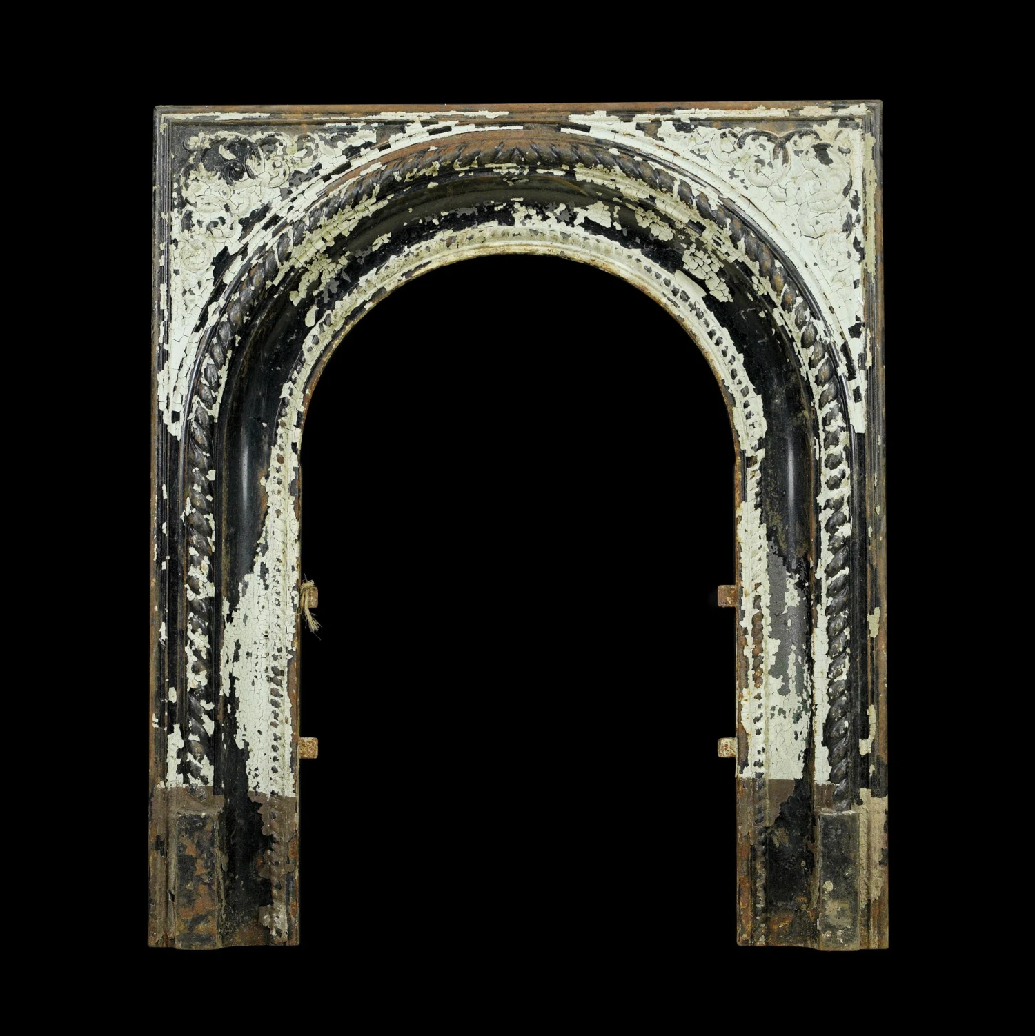 Antique Victorian Black Cast Iron Arched Fireplace Insert Surround 3 Antique Victorian Black Cast Iron Arched Fireplace Insert Surround
