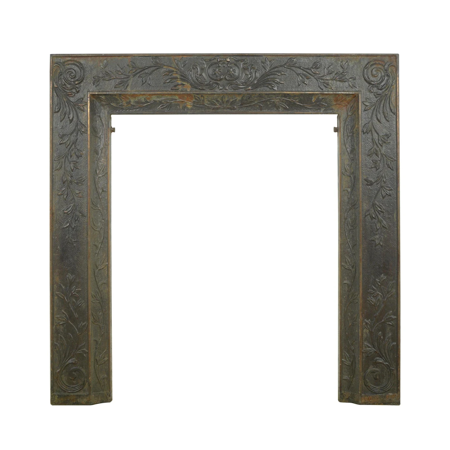 Antique Victorian Foliate Motif Cast Iron 30 In. Square Fireplace Insert 3 Antique Victorian Foliate Motif Cast Iron 30 In. Square Fireplace Insert