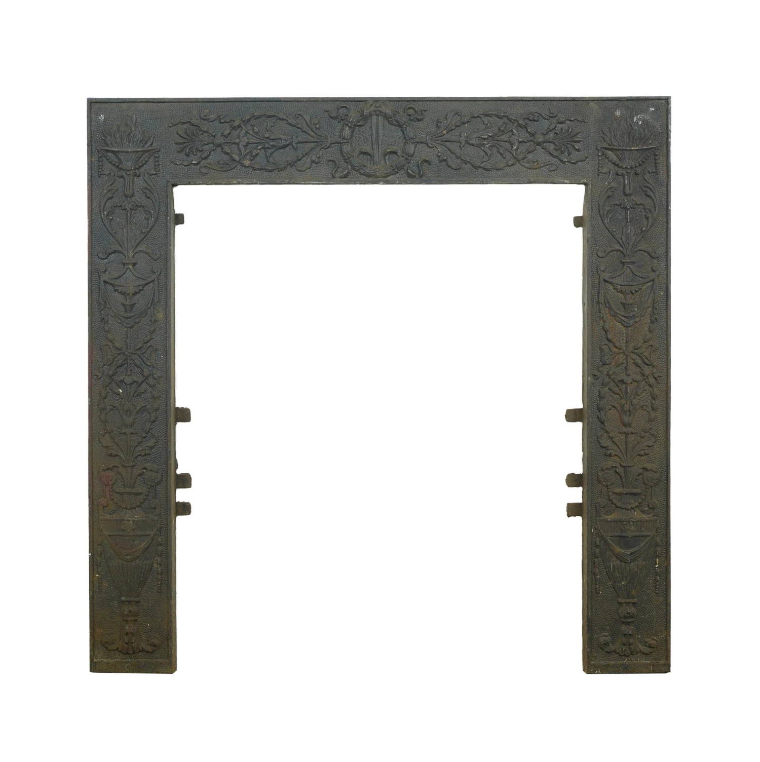 Antique Victorian Wreath Urn Motif Cast Iron 30 In. Square Fireplace Insert 3 Antique Victorian Wreath Urn Motif Cast Iron 30 In. Square Fireplace Insert