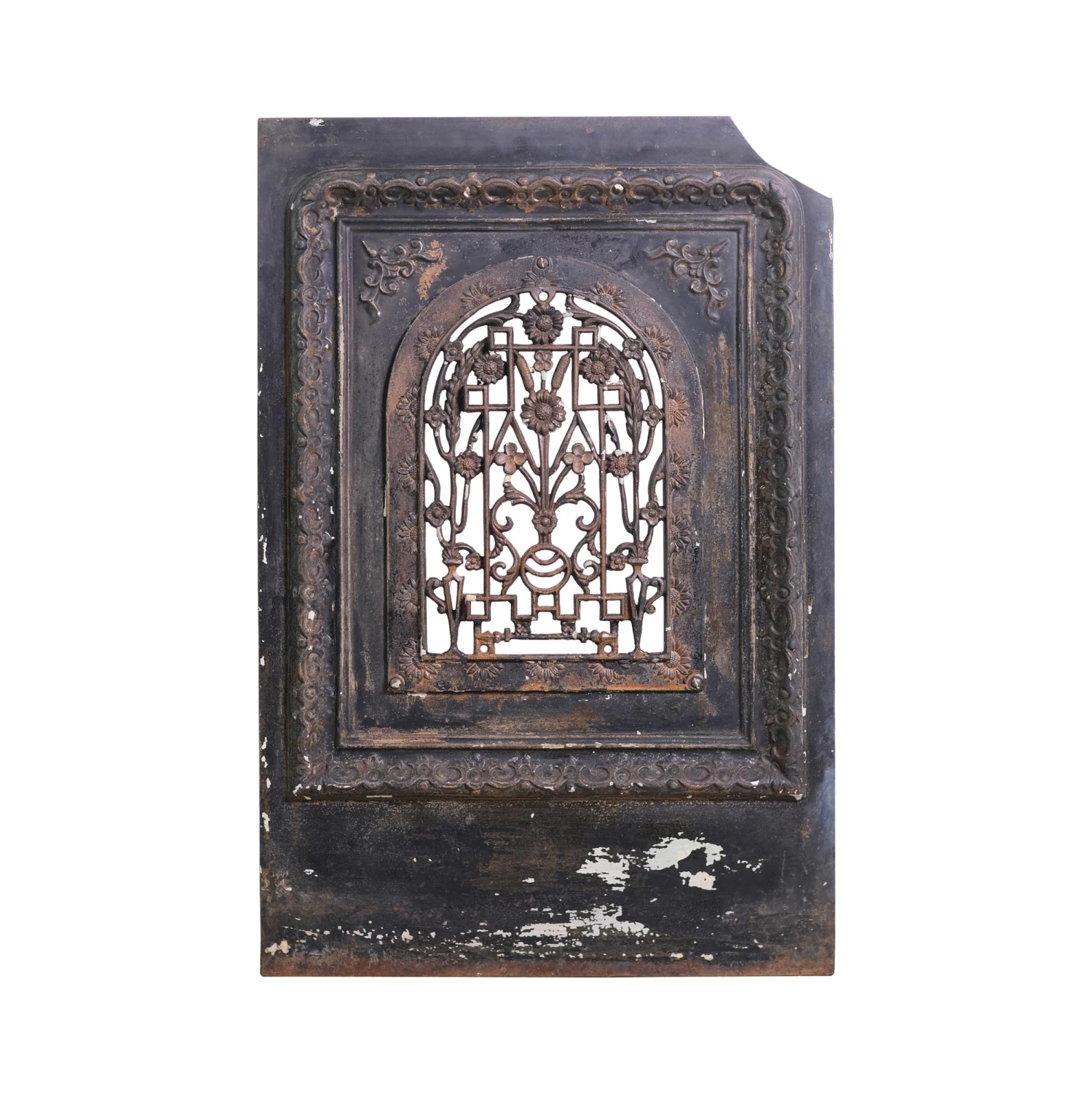 Cast Iron Ornate Fireplace Insert With Art Deco & Floral Motif 3 Cast Iron Ornate Fireplace Insert With Art Deco & Floral Motif