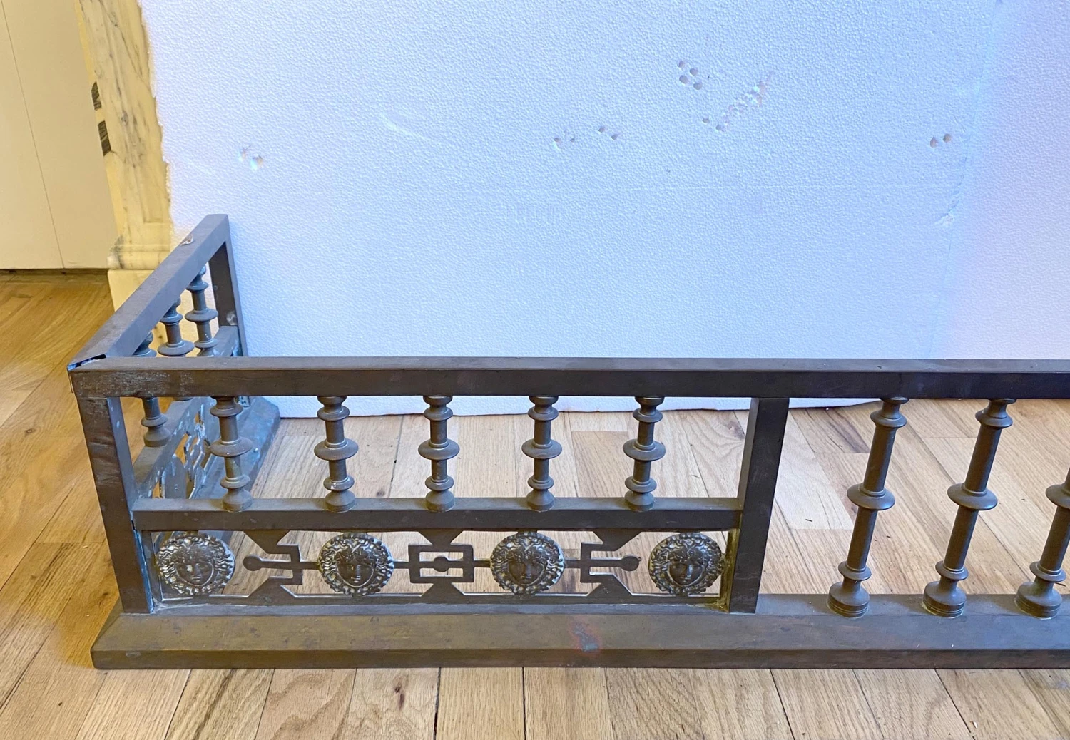 Antique 52 In. Bronze Figural Fireplace Fender 5 Antique 52 In. Bronze Figural Fireplace Fender - Image 3