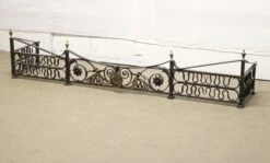 Antique Wrought Iron Fireplace Fender With Brass Details 12 Antique Wrought Iron Fireplace Fender With Brass Details -OGT Sale Store screens covers for sale p266096