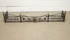 Antique Wrought Iron Fireplace Fender With Brass Details 11 Antique Wrought Iron Fireplace Fender With Brass Details -OGT Sale Store screens covers p266096