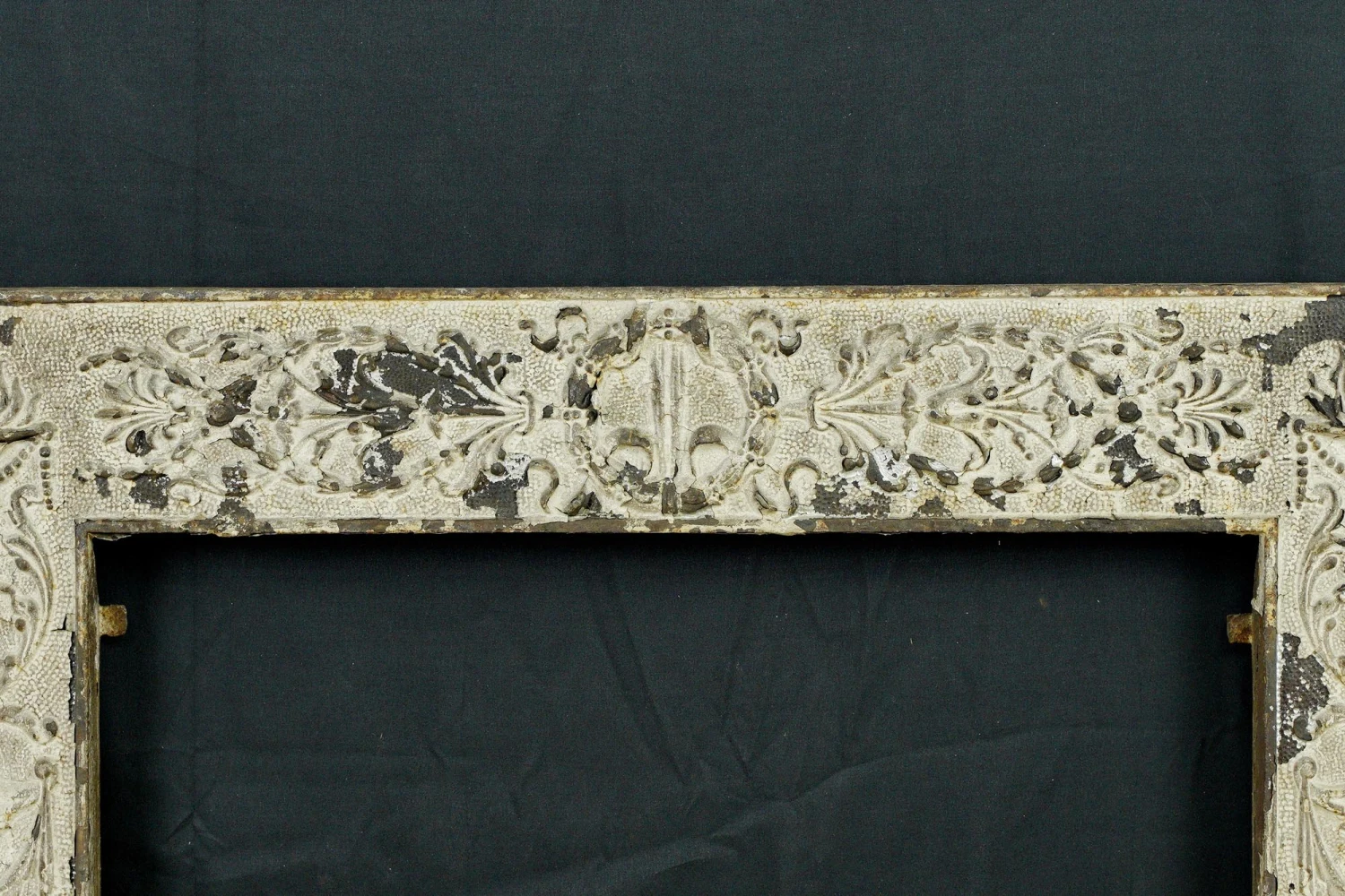 Antique Victorian White Painted Cast Iron Fireplace Insert Surround 4 Antique Victorian White Painted Cast Iron Fireplace Insert Surround - Image 2