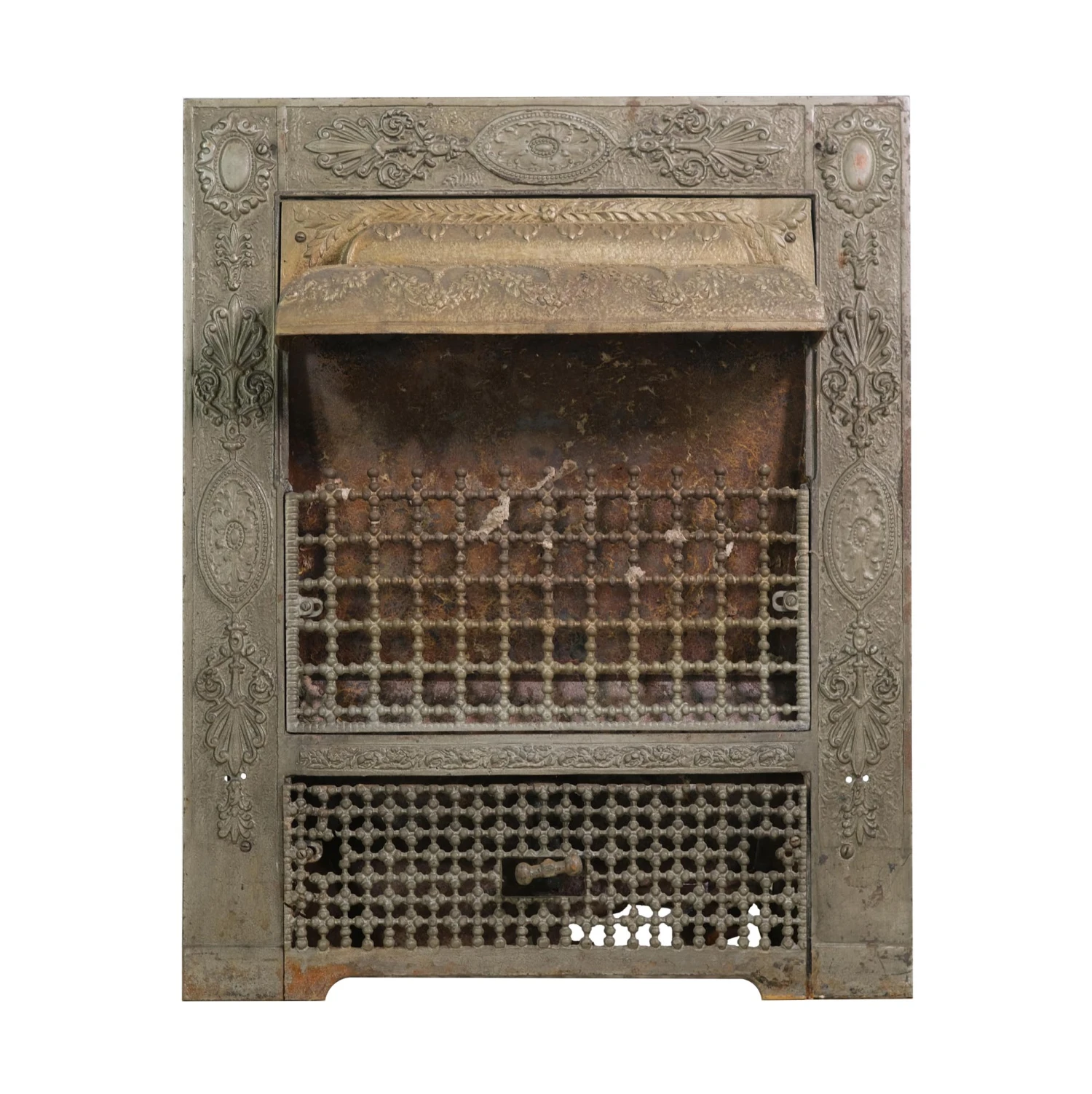 Victorian Steel & Cast Iron Ornate Fireplace Insert With Hood 3 Victorian Steel & Cast Iron Ornate Fireplace Insert With Hood