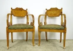 Antique Biedermeier Period Pair Of Maple Chairs