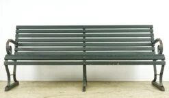 Belmont Park Horse Racetrack Green Oak & Iron Outdoor Bench