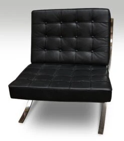 Black Leather Barcelona Style Chair