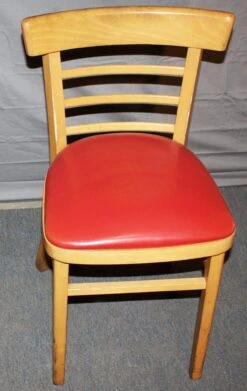 Vintage Red Vinyl Maple Bentwood Restaurant Armless Chair 8 Vintage Red Vinyl Maple Bentwood Restaurant Armless Chair -OGT Sale Store seating for sale k191190