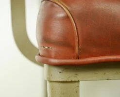 Vintage Red Plastic & Tan Steel Frame Arm Chair -OGT Sale Store seating for sale q284155