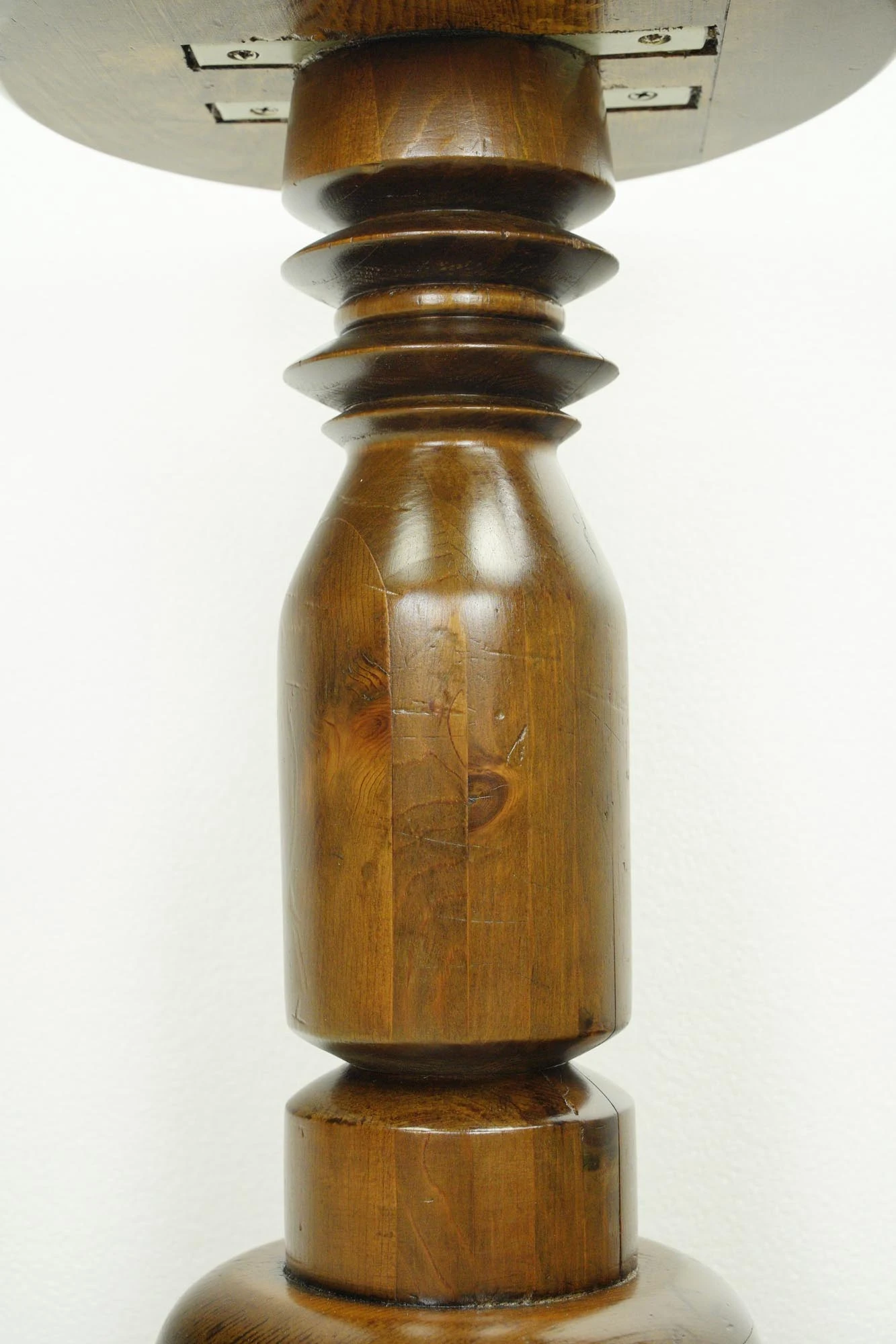 Traditional Round Dark Wood Pine Pedestal Stool 5 Traditional Round Dark Wood Pine Pedestal Stool - Image 3