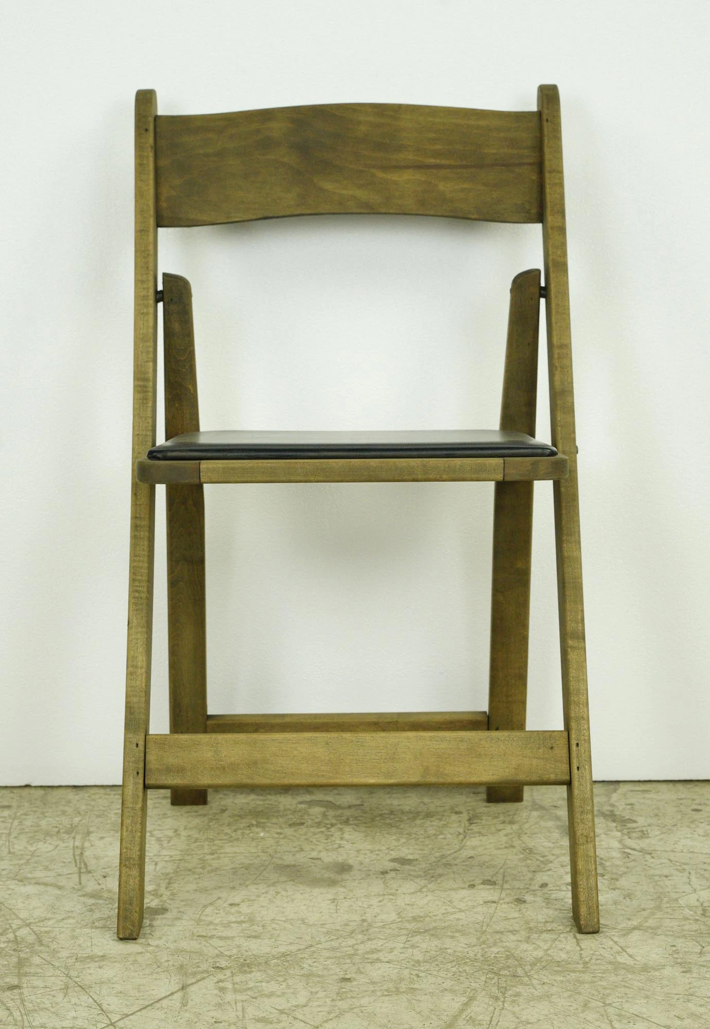 Pair Of Vintage Pine Black Vinyl Seat Folding Chairs 5 Pair Of Vintage Pine Black Vinyl Seat Folding Chairs - Image 3