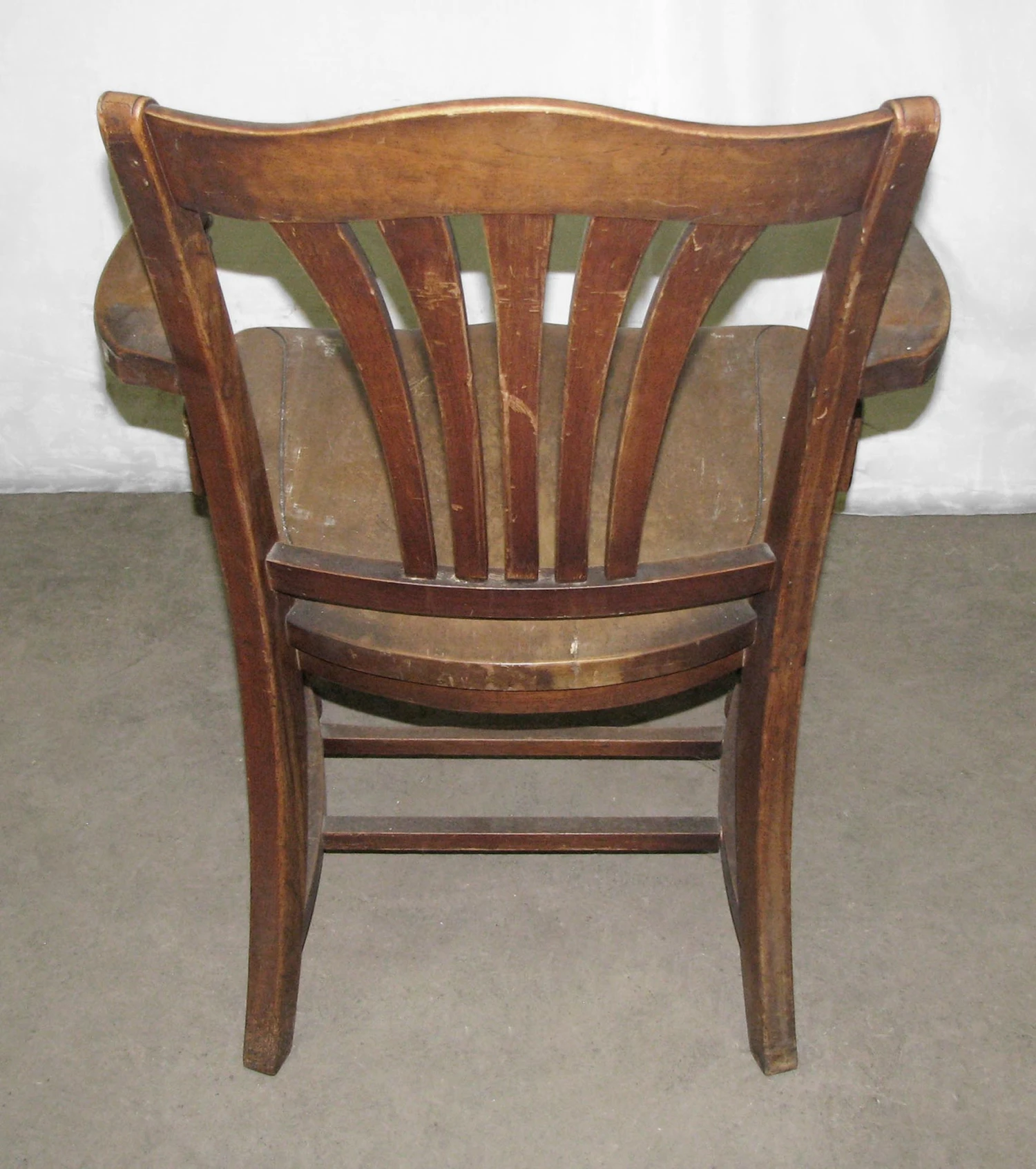 Vintage Fan Back Wood Bankers Arm Chair 4 Vintage Fan Back Wood Bankers Arm Chair - Image 2