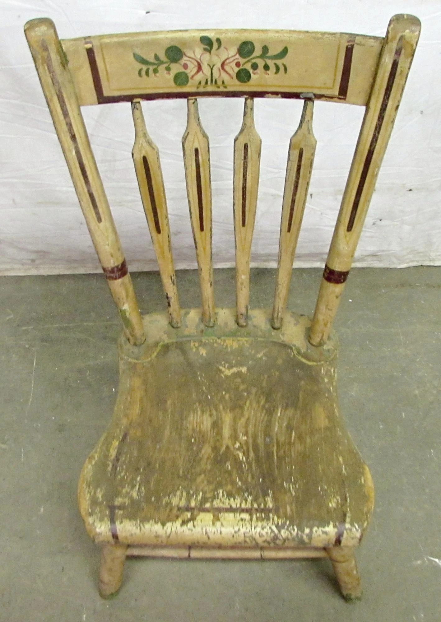 Antique Distressed Floral Wooden Chair 4 Antique Distressed Floral Wooden Chair - Image 2