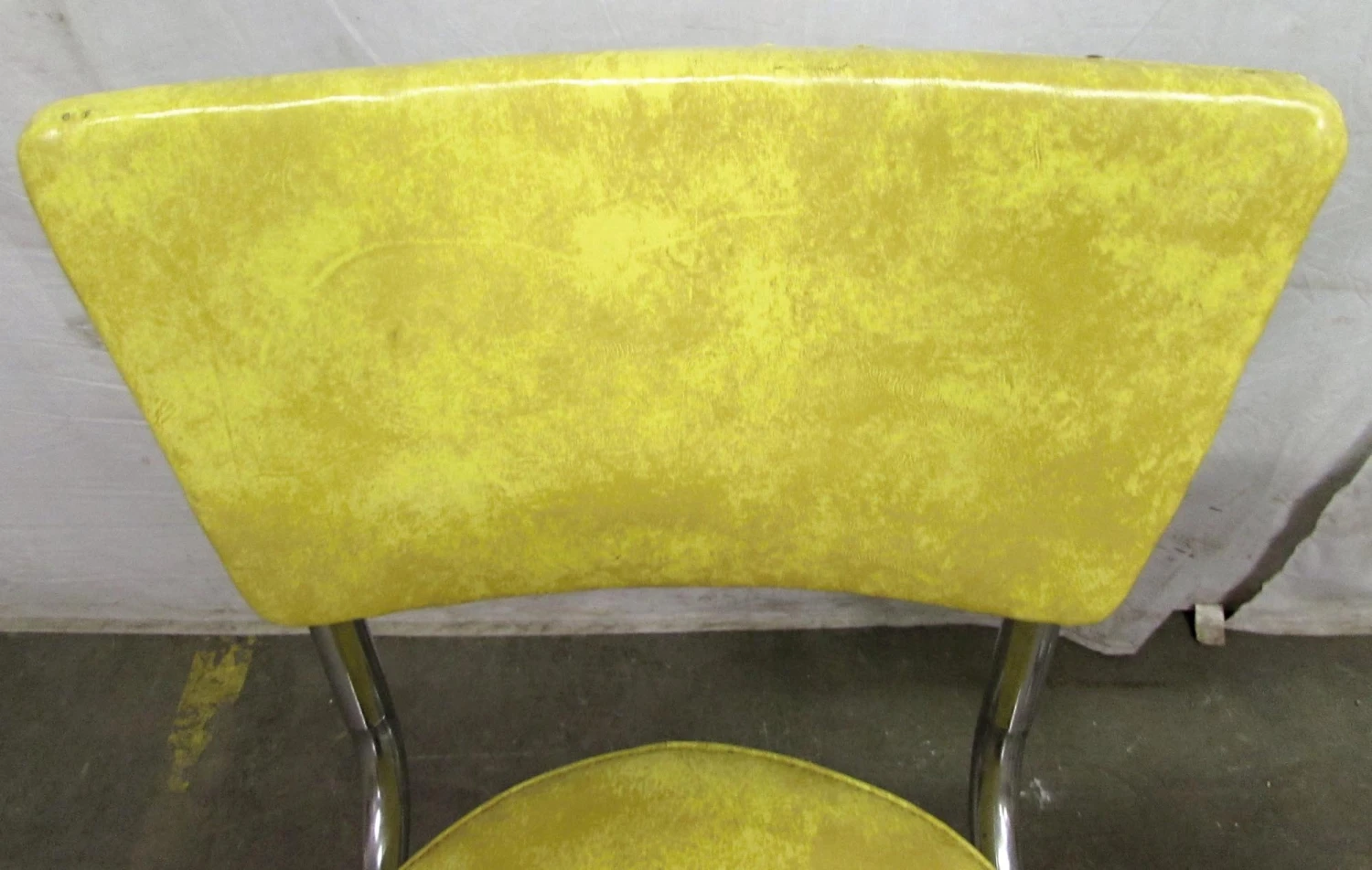 1950s Yellow Vinyl Steel Frame Bar Stool 4 1950s Yellow Vinyl Steel Frame Bar Stool - Image 2