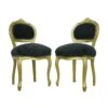 Pair Of French Gold Pine & Black Cushioned Chairs 2 Pair Of French Gold Pine & Black Cushioned Chairs -OGT Sale Store seating pair of french gold pine black cushioned chairs q284586