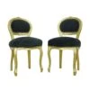 Pair Of French Style Gold Pine & Black Cushioned Chairs 1 Pair Of French Style Gold Pine & Black Cushioned Chairs -OGT Sale Store seating pair of french style gold pine black cushioned chairs q284584