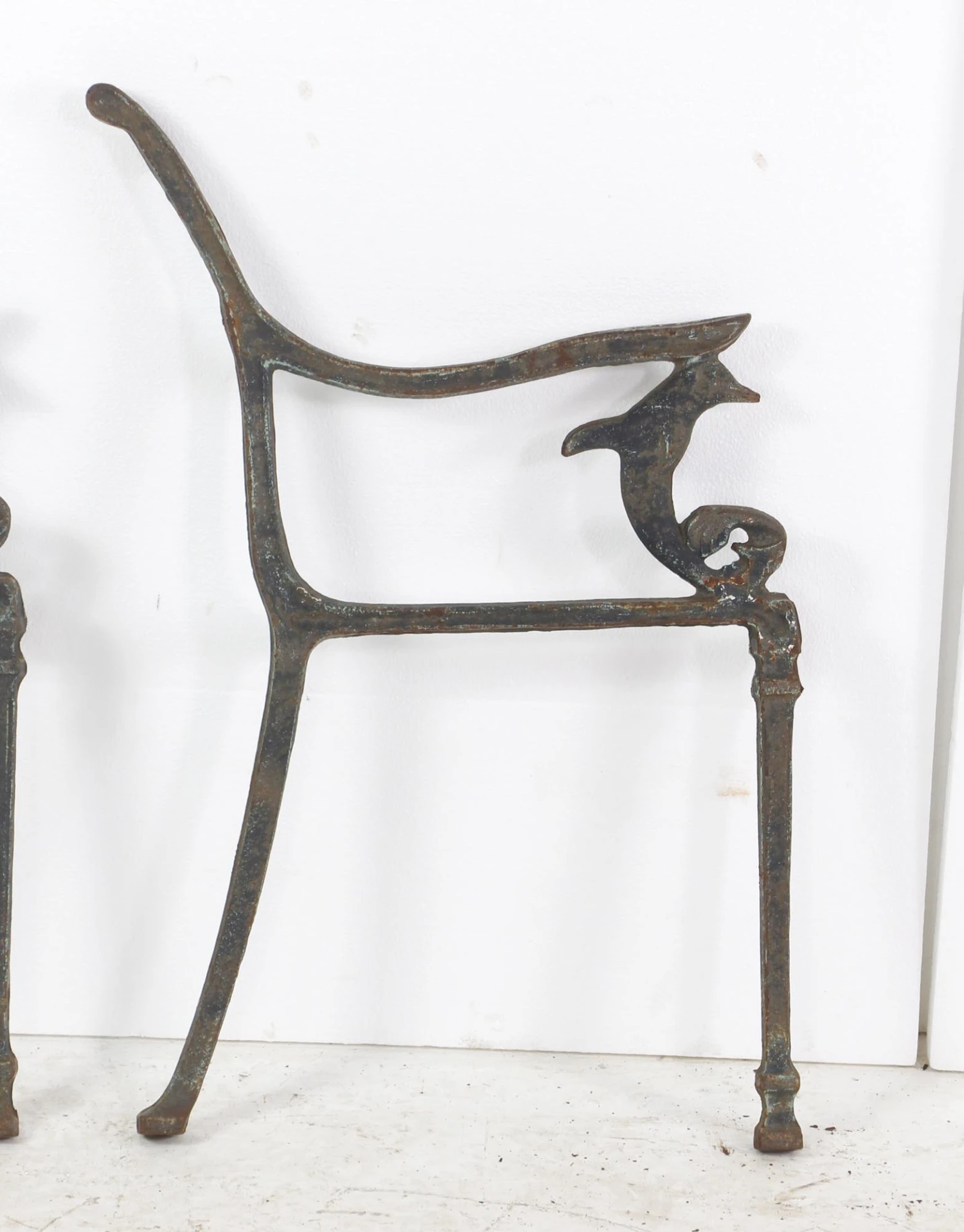 Rare Antique Cast Iron Bench Legs With Dolphin Motif 4 Rare Antique Cast Iron Bench Legs With Dolphin Motif - Image 2