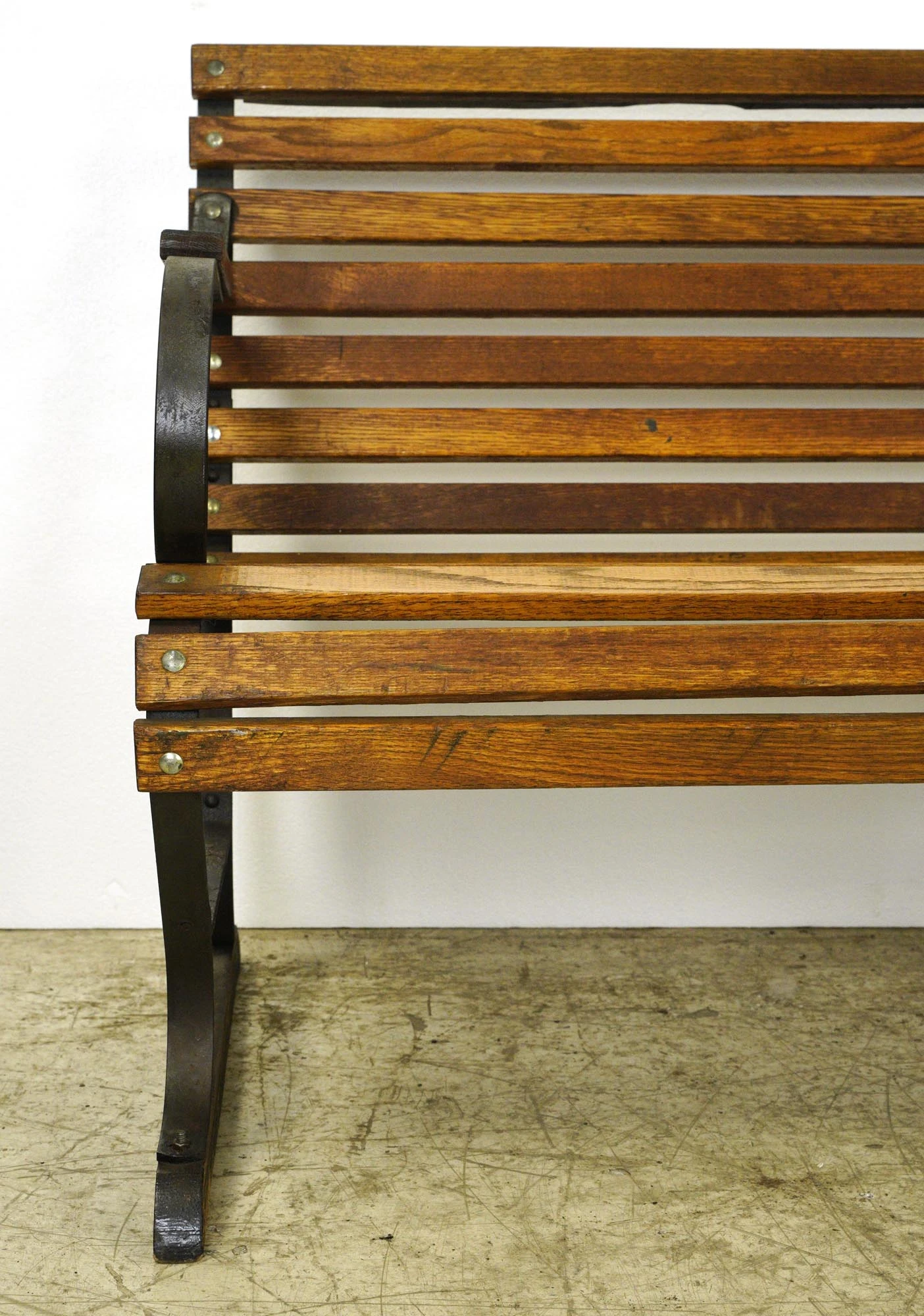 Belmont Park Horse Racetrack Oak & Iron Outdoor Bench 4 Belmont Park Horse Racetrack Oak & Iron Outdoor Bench - Image 2